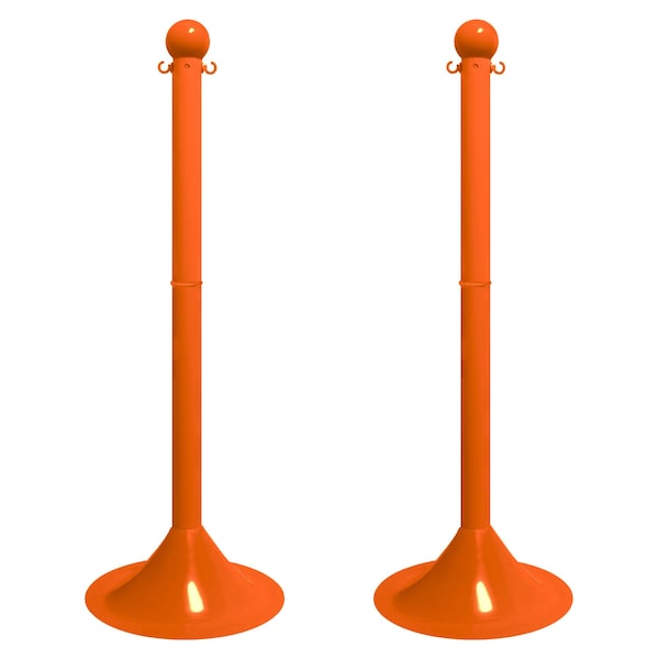 Safety Orange Light Duty Stowable Stanchion, 2PK